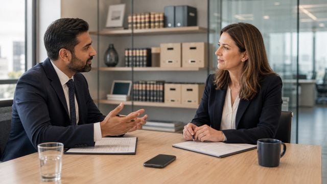A meeting room microphone capturing a discussion, representing ambient AI in a law firm.